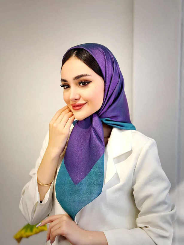 روسری نخی دو رنگ بامبو