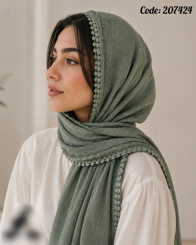 شال پلیسه حریر نخ ، دور عدسی ، دانا