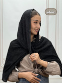 شال پلیسه مشکی لمه دار دور ریش