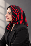 مینی اسکارف نخ حریر مشکی قرمز