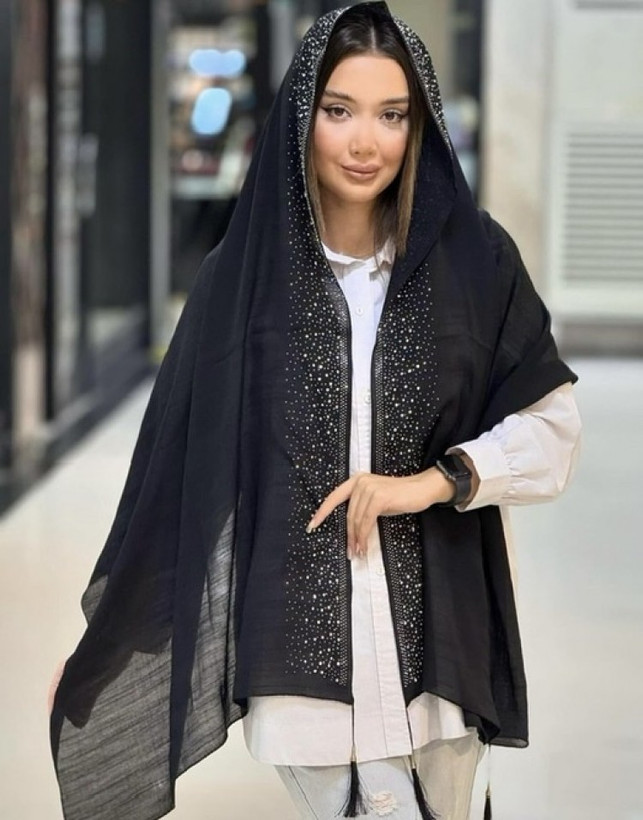 شال مشکی وال اسلپ حاشیه نگین